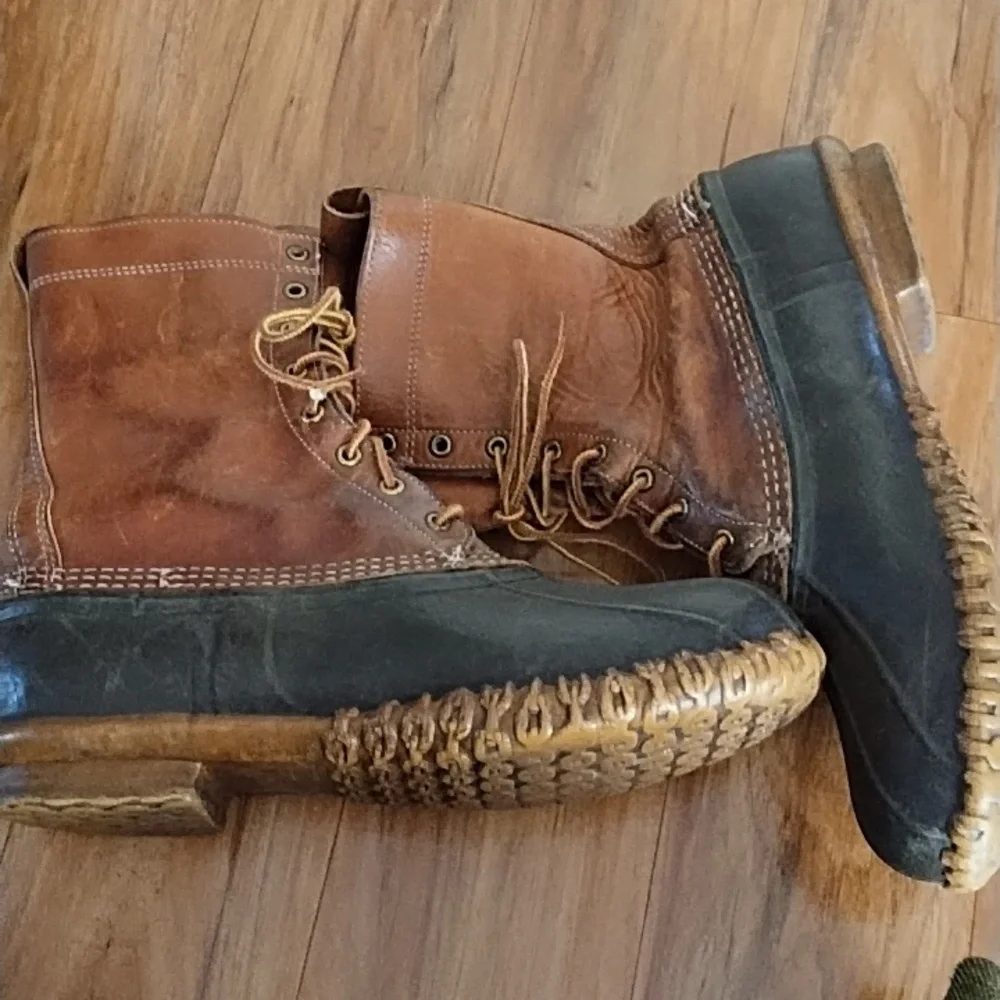 L.L. Bean Men's Brown Leather + Black Rubber Duck Boots